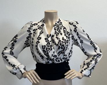 Rinascimento Bluse Weiß mit schwarzem Leoprint